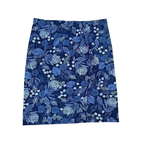 J. Jill Blue Floral Skirt Size Small A-Line Cotton Lightweight Stretch Short - Picture 2 of 6